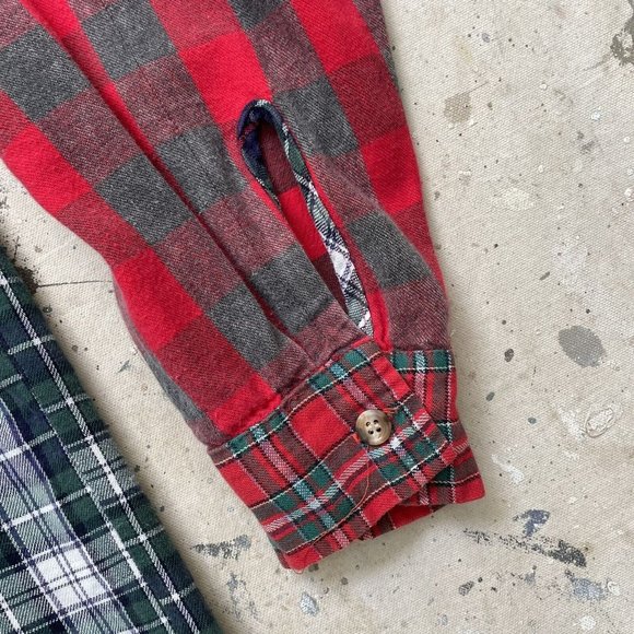 Vintage 90’s L.E.I. Patchwork Cotton Plaid Button Up Shirt Men’s Medium - Picture 3 of 7